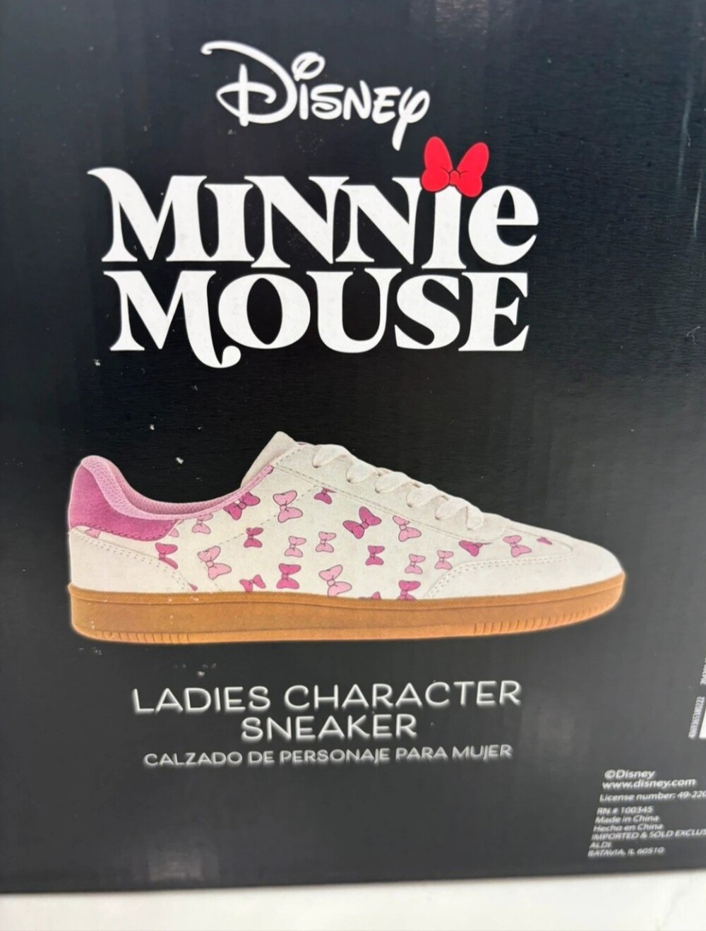 Disney Minnie Mouse Cream and Pink Bow Sneaker